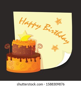 happy birthday congratulation with birthday cake vector illustration