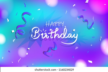 Happy birthday and congratulation card concept, Celebration party calligraphy abstract background decoration paper confetti, greeting invitation poster concept vector illustration