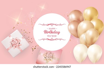  Happy birthday congratulation confetti balloon banner design