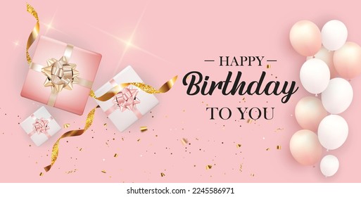  Happy birthday congratulation confetti balloon banner design