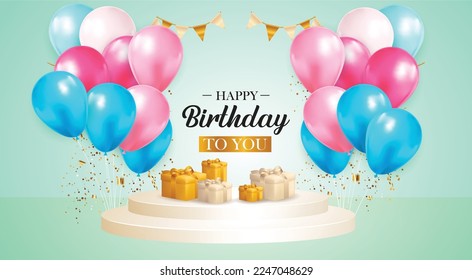 Happy birthday congratulation confetti balloon banner design