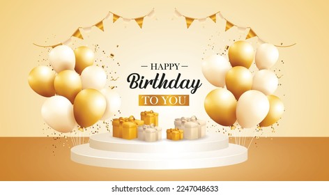 Happy birthday congratulation confetti balloon banner design