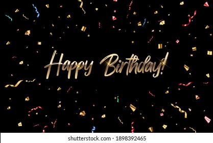 Happy Birthday Congratulations Banner Design Confetti Stock Vector ...