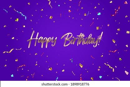 Happy Birthday congratulations banner design with Confetti and Glossy Glitter Ribbon for Party Holiday Background. Vector Illustration - Shutterstock ID 1898918776