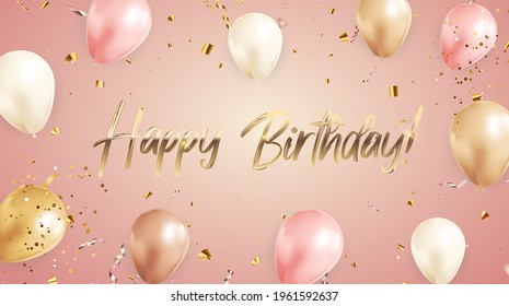 Happy Birthday congratulations banner design with Confetti and balloons for Party Holiday Background. Vector Illustration EPS10