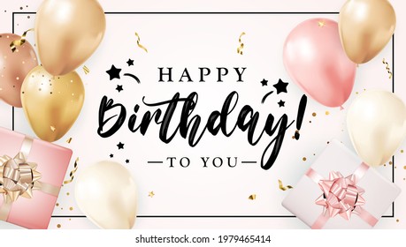 Happy Birthday Congratulations Banner Design Confetti Stock Vector ...