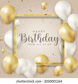 Happy Birthday congratulations banner design with Confetti, Balloons  for Party Holiday Background. Vector Illustration EPS10
