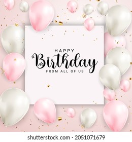 Happy Birthday congratulations banner design with Confetti, Balloons  for Party Holiday Background. Vector Illustration EPS10
