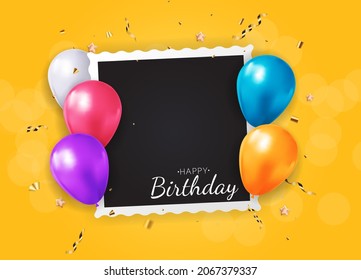 Happy Birthday Congratulations Banner Design Confetti Stock Vector ...