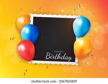 Happy Birthday Congratulations Banner Design Confetti Stock Vector ...