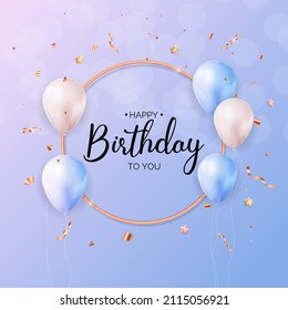 Herzlichen Glückwunsch zum Geburtstag Banner-Design mit Confetti, Balloons für Party Feiertage Hintergrund. Vektorgrafik EPS10
