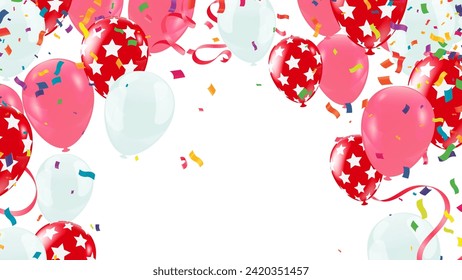 Happy Birthday congratulations banner design with Balloons and Glossy Glitter  for Party Holiday Background. Illustration