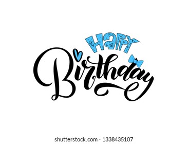 Happy Birthday Congratulations Calligraphy Style Brush Stock Vector ...