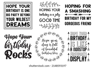 Happy birthday congratulations and wishes. Vector quotes bundle