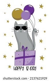 Happy Birthday Cool Cat On Birthday Stock Vector (Royalty Free ...