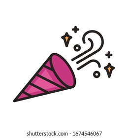 happy birthday cornet line and fill style icon vector illustration design