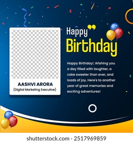 Happy Birthday corporate Poster social media with photo frame