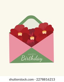 Happy Birthday Craft Envelope with Red Flowers