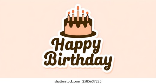 "HAPPY BIRTHDAY" creative banner,minimalistic flat vector illustration useful for birthday celebration.