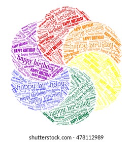 Happy birthday creative word cloud. Vector illustration.