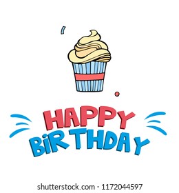 Happy Birthday Cup Cake Background Vector Image
