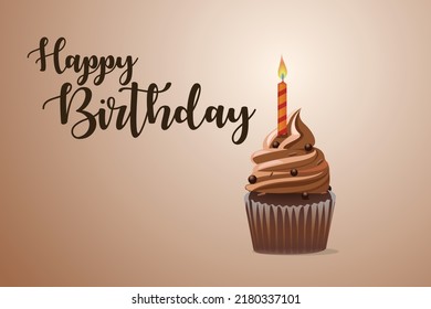 Happy Birthday Cupcake with Candle