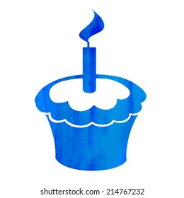 Happy birthday cupcake with a candle bright