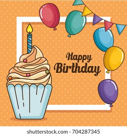 Happy birthday cupcake design