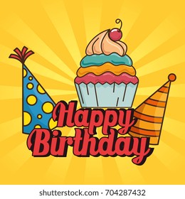 Happy birthday cupcake design