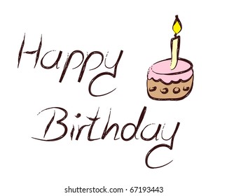 Happy birthday cupcake doodle - vector.