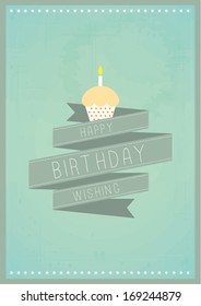 happy birthday with cupcake poster template vector/illustration / layout design/ background/ greeting card