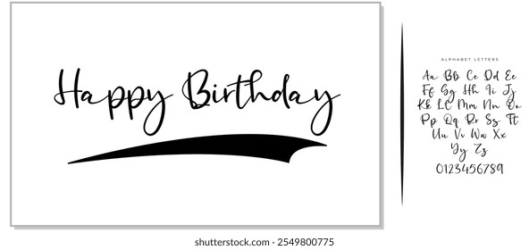 Happy Birthday Cursive Calligraphy Black Color Text On White Background