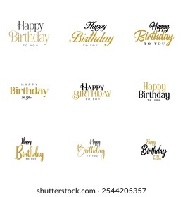 Happy Birthday cursive text design | Beautiful Happy Birthday grating card design | Happy Birthday vector