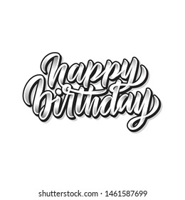 Happy Birthday custom hand lettering, play with letter swash, 3D lettering, white color