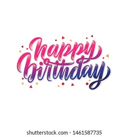 Happy Birthday custom hand lettering, play with letter, glitter colorful gradation pink blue purple color