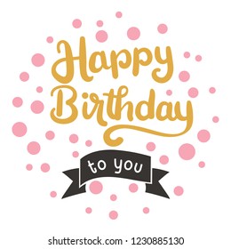 Happy Birthday Custom typography and modern hand lettering. Can be printed on cards, apparel, cups, bags, etc.