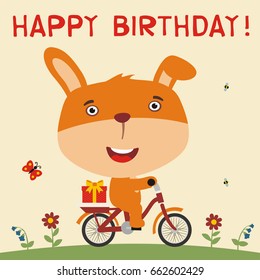 Happy Birthday Funny Goat On Bike Stock Vector (Royalty Free) 559617583