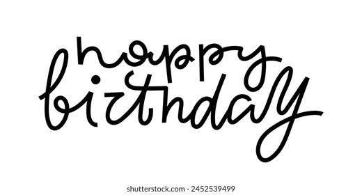 Happy Birthday. Cute calligraphy handwriting word. Cursive type. Template element design for holiday invitation, greeting card, banner. Vector file. Isolated on white background.