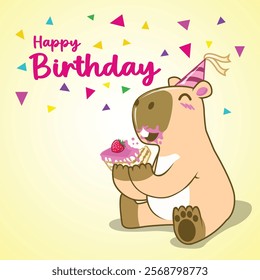 Happy birthday with cute capybara