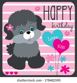 happy birthday cute dog vector illustration