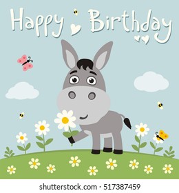 Happy Birthday Greeting Card Funny Goat Stock Vector (Royalty Free ...