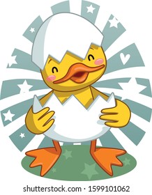 happy birthday cute duck vector