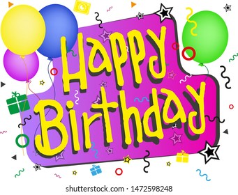 Happy Birthday Cute Font Background Stock Vector (Royalty Free ...