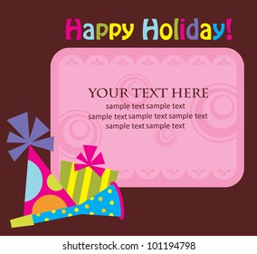 happy birthday cute greeting card, vector illustration