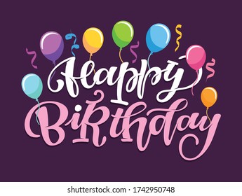 Happy Birthday Beautiful Template Hand Drawn Stock Vector (Royalty Free ...