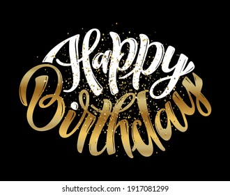 Happy birthday - cute hand drawn doodle lettering postcard. Time to  celebrate. Make a wish. Birthday Party time - label for banner, t-shirt design.