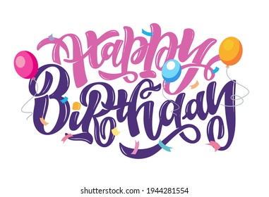 Happy birthday - cute hand drawn doodle lettering postcard. Time to  celebrate. Make a wish. Birthday Party time - label for banner, t-shirt design.