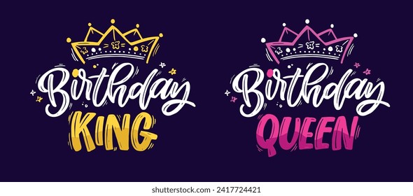 Feliz cumpleaños - linda postal de doodle dibujada a mano. Es hora de celebrar. Haz un deseo. Hora de la fiesta de cumpleaños - etiqueta para la pancarta, diseño de camisetas.100% vector