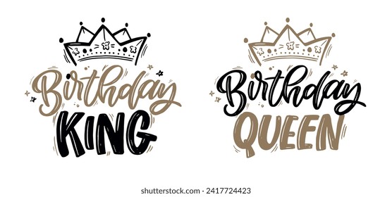 Feliz cumpleaños - linda postal de doodle dibujada a mano. Es hora de celebrar. Haz un deseo. Hora de la fiesta de cumpleaños - etiqueta para la pancarta, diseño de camisetas.100% vector