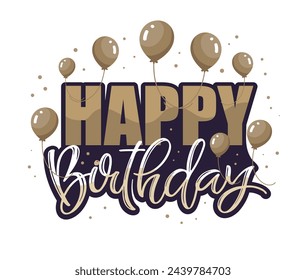 Feliz cumpleaños - linda mano dibujado doodle postal de letras. Es hora de celebrar. Pide un deseo. Fiesta de cumpleaños - etiqueta para el banner, diseño de la camiseta. 100% vector